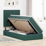 Letto con contenitore e LED Verde Scuro 90 x 200 cm Velluto