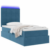 Letto con contenitore e LED Blu Scuro 90 x 200 cm Velluto
