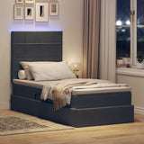Letto con contenitore e LED Grigio scuro 100 x 200 cm Velluto