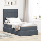 Letto con contenitore e LED Grigio scuro 100 x 200 cm Velluto