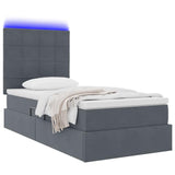 Letto con contenitore e LED Grigio scuro 100 x 200 cm Velluto