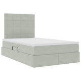 Letto con contenitore e LED Grigio chiaro 120 x 200 cm Velluto