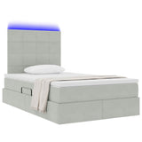 Letto con contenitore e LED Grigio chiaro 120 x 200 cm Velluto