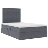 Letto con contenitore e LED Grigio scuro 120 x 200 cm Velluto