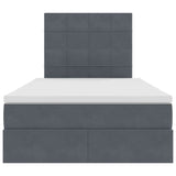 Letto con contenitore e LED Grigio scuro 120 x 200 cm Velluto