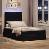 Letto con contenitore e LED con led Nero 120 x 200 cm Velluto