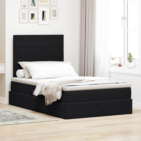 Letto con contenitore e LED Nero 120 x 200 cm Velluto