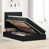 Letto con contenitore e LED con led Nero 120 x 200 cm Velluto