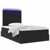 Letto con contenitore e LED con led Nero 120 x 200 cm Velluto