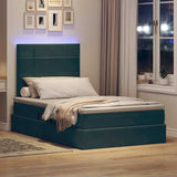 Letto con contenitore e LED Verde Scuro 120 x 200 cm Velluto