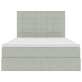 Letto con contenitore e LED Grigio chiaro 140 x 190 cm Velluto