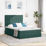 Letto con contenitore e LED Verde Scuro 140 x 190 cm Velluto