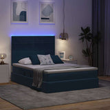 Letto con contenitore e LED Blu Scuro 140 x 190 cm Velluto