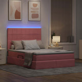 Letto con contenitore e LED Rosa 140 x 200 cm Velluto