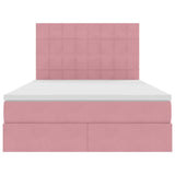 Letto con contenitore e LED Rosa 140 x 200 cm Velluto