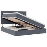 Letto con contenitore e LED Grigio scuro 160 x 200 cm Velluto