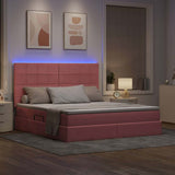Letto con contenitore e LED con led Rosa 160 x 200 cm Velluto