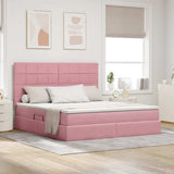 Letto con contenitore e LED con led Rosa 160 x 200 cm Velluto