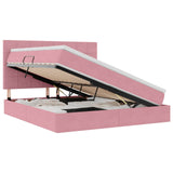 Letto con contenitore e LED con led Rosa 160 x 200 cm Velluto