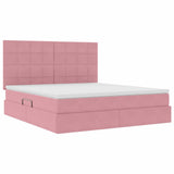 Letto con contenitore e LED con led Rosa 160 x 200 cm Velluto