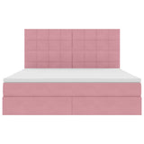 Letto con contenitore e LED con led Rosa 160 x 200 cm Velluto
