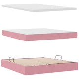 Letto con contenitore e LED con led Rosa 160 x 200 cm Velluto