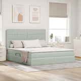 Letto con contenitore e LED Grigio chiaro 180 x 200 cm Velluto