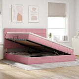 Letto con contenitore e LED con led Rosa 200 x 200 cm Velluto