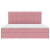 Letto con contenitore e LED con led Rosa 200 x 200 cm Velluto