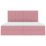 Letto con contenitore e LED Rosa 200 x 200 cm Velluto