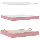 Letto con contenitore e LED con led Rosa 200 x 200 cm Velluto