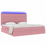 Letto con contenitore e LED Rosa 200 x 200 cm Velluto