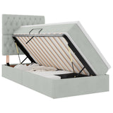 Letto con contenitore e LED Grigio chiaro 90 x 200 cm Velluto