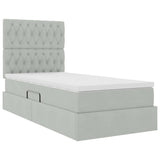 Letto con contenitore e LED Grigio chiaro 90 x 200 cm Velluto
