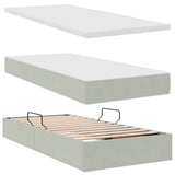 Letto con contenitore e LED Grigio chiaro 90 x 200 cm Velluto