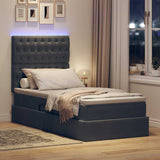 Letto con contenitore e LED Grigio scuro 90 x 200 cm Velluto