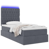 Letto con contenitore e LED Grigio scuro 90 x 200 cm Velluto