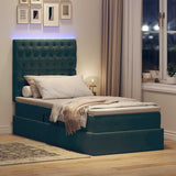Letto con contenitore e LED Verde Scuro 90 x 200 cm Velluto