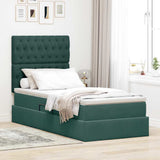 Letto con contenitore e LED Verde Scuro 90 x 200 cm Velluto