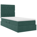 Letto con contenitore e LED Verde Scuro 90 x 200 cm Velluto