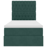 Letto con contenitore e LED Verde Scuro 90 x 200 cm Velluto