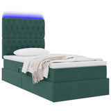 Letto con contenitore e LED Verde Scuro 90 x 200 cm Velluto