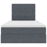 Letto con contenitore e LED Grigio scuro 120 x 200 cm Velluto