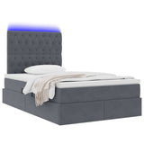 Letto con contenitore e LED Grigio scuro 120 x 200 cm Velluto