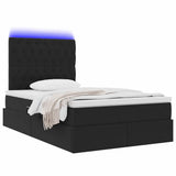 Letto con contenitore e LED Nero 120 x 200 cm Velluto