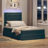 Letto con contenitore e LED Verde Scuro 120 x 200 cm Velluto