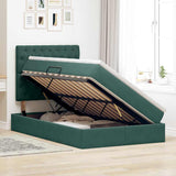 Letto con contenitore e LED Verde Scuro 120 x 200 cm Velluto