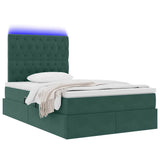 Letto con contenitore e LED Verde Scuro 120 x 200 cm Velluto