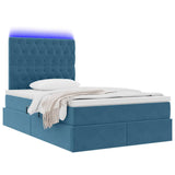 Letto con contenitore e LED Blu Scuro 120 x 200 cm Velluto