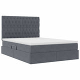 Letto con contenitore e LED Grigio scuro 140 x 190 cm Velluto